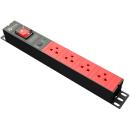 Power Connex Power Bar 4 Sockets with Master Switch & Overload Protection Black Red (PXC5PHTNS-TS04-5)