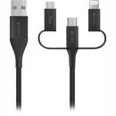 Mazer 3-in-1 USB-A to Lightning+USB-C+Micro USB Cable 1.2 m Black (M-KS-A905C-BK)