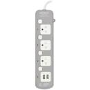 Anitech H5433-GY TIS 3 Socket 3 Switch 2 USB-A Power Strip Grey (8859221720202)