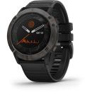 GARMIN Fenix 6X Pro Solar Multisport Solar Smartwatch Titanium Carbon Gray DLC with Black Band